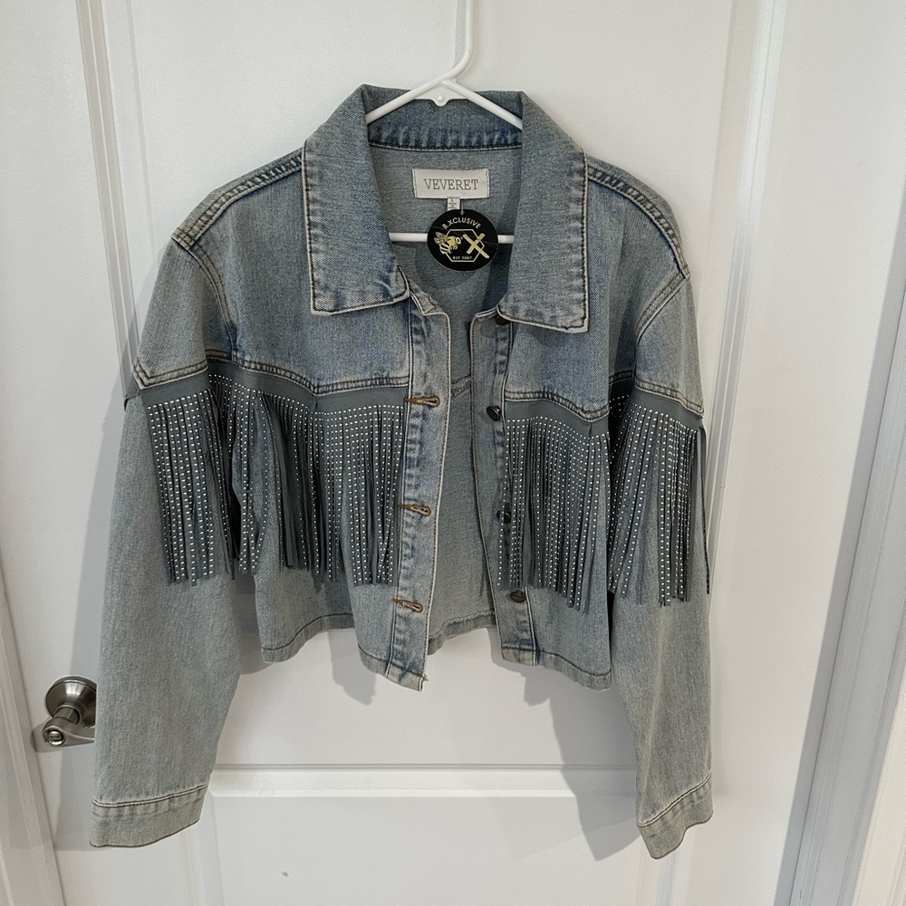 Blue Denim Fringe Jacket